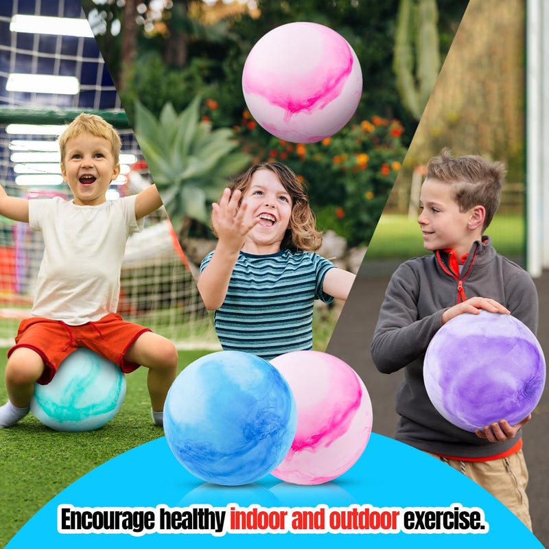 New Bounce Inflatable Bouncing Ball for Kids - Set of 4 Marbleized Bouncy Balls Plus Pump & 2 pins  Inflatable Sensory Balls  for Children and Pets - 8.5"" Game Ball - Image 3